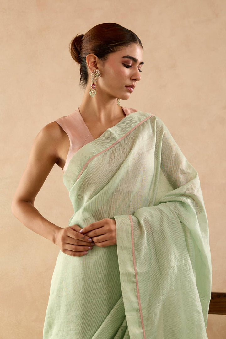 Old Mint Chanderi Stripe Saree