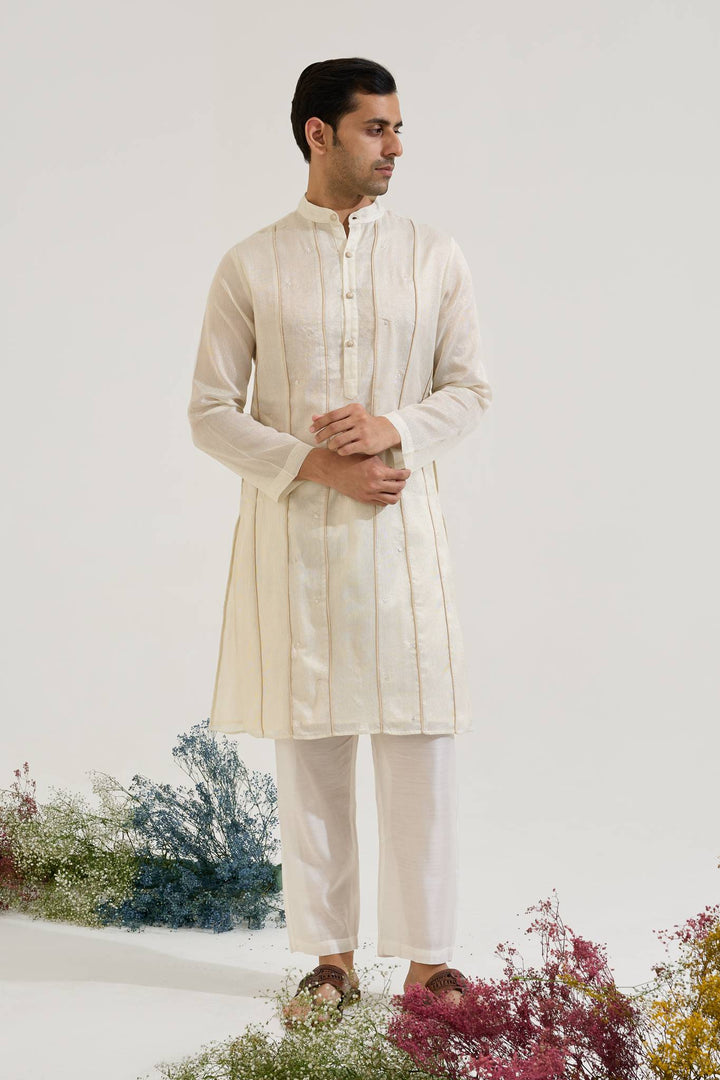 White Zari Charm Kurta