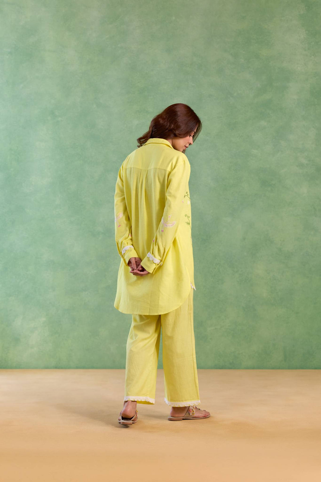 Yellow Floral Embroidered Co-ord Set