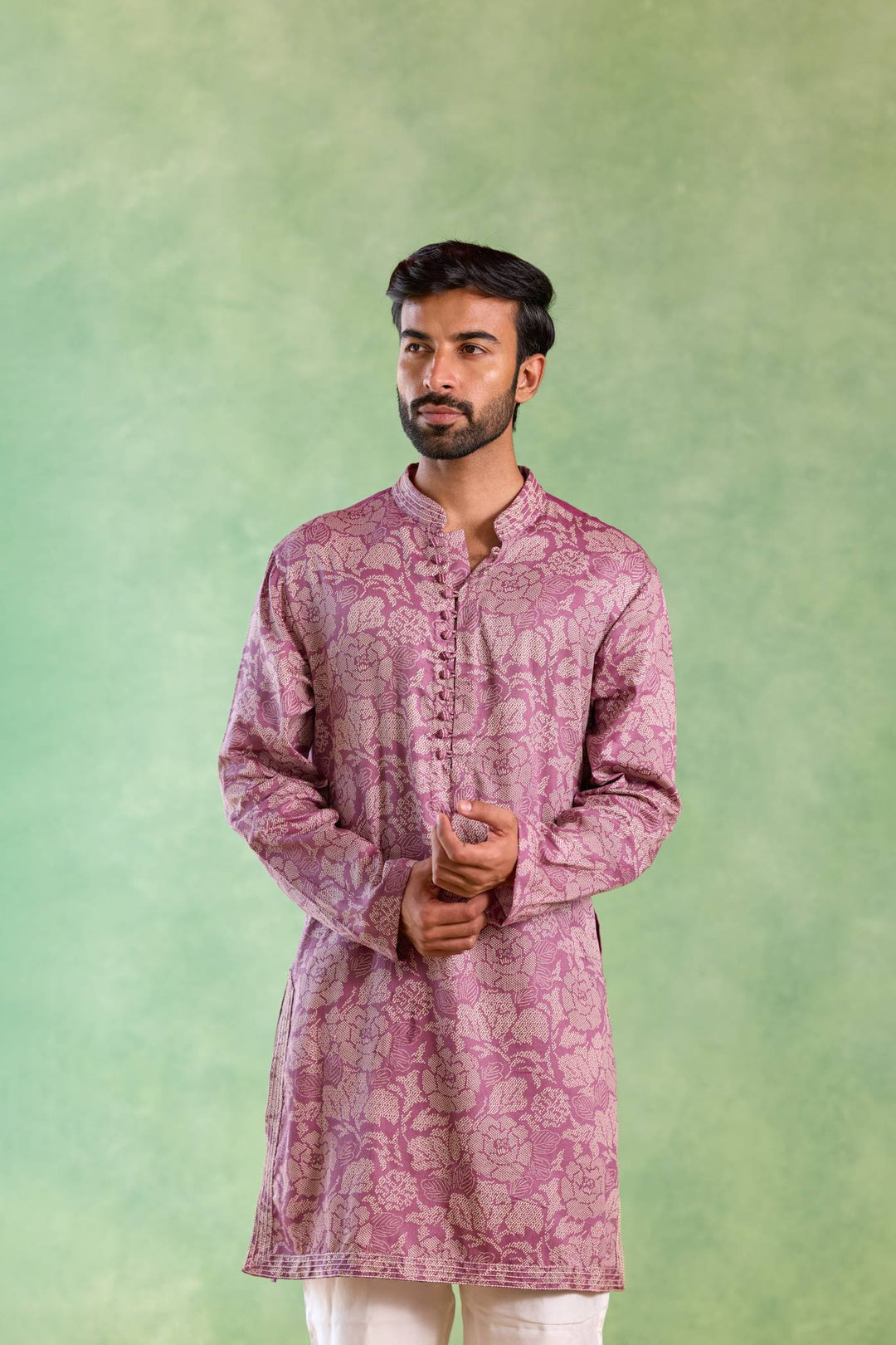 Mauve Orchid Embroidered Kurta with Narrow Pants