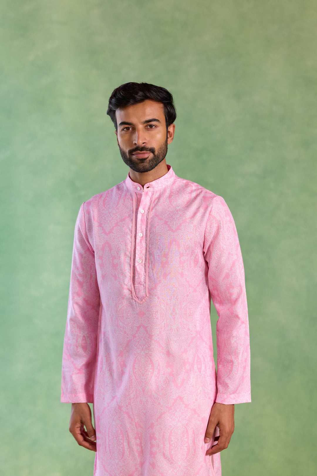 Pink Petal Yoke Kurta with Narrow Pants