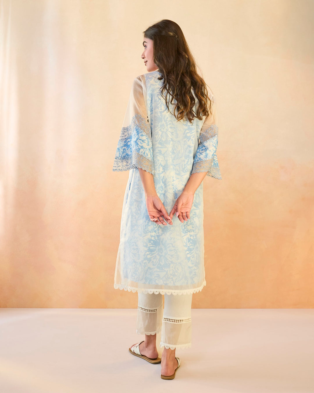 Sky Floral Embroidered Kurta