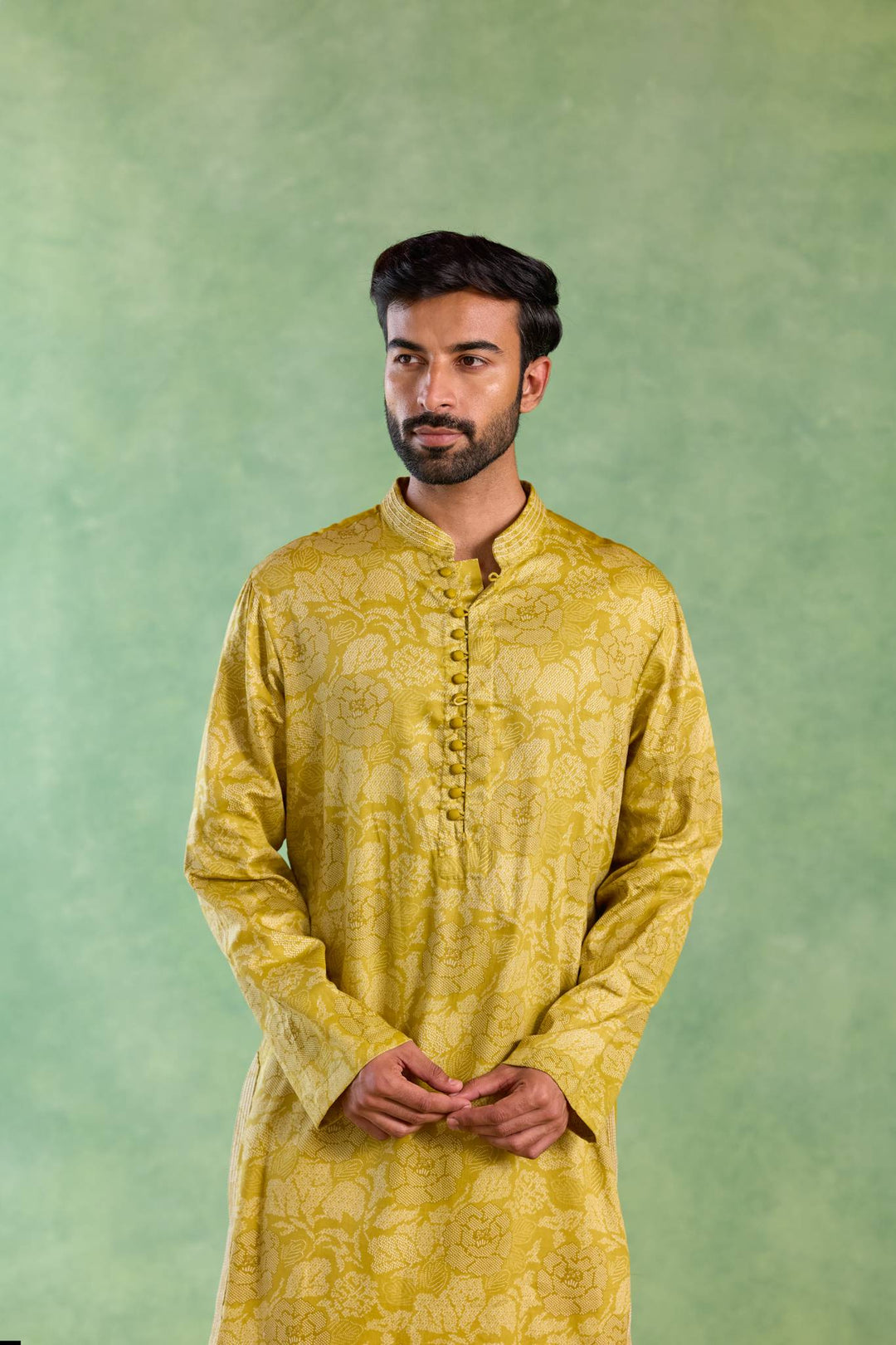 Olive Orchid Embroidered Kurta with Narrow Pants