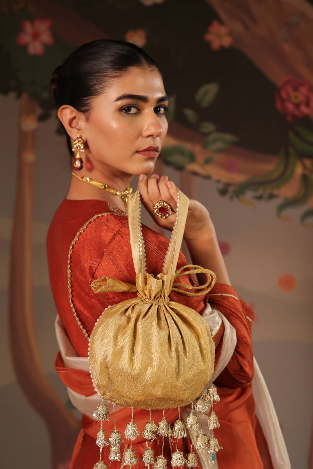 Rustic Rose Anarkali with Flared Pants- Set of 2