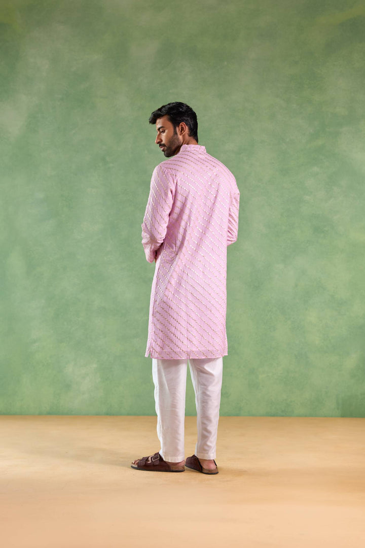 Lilac Gold Chevron Brocade Embroidered Kurta