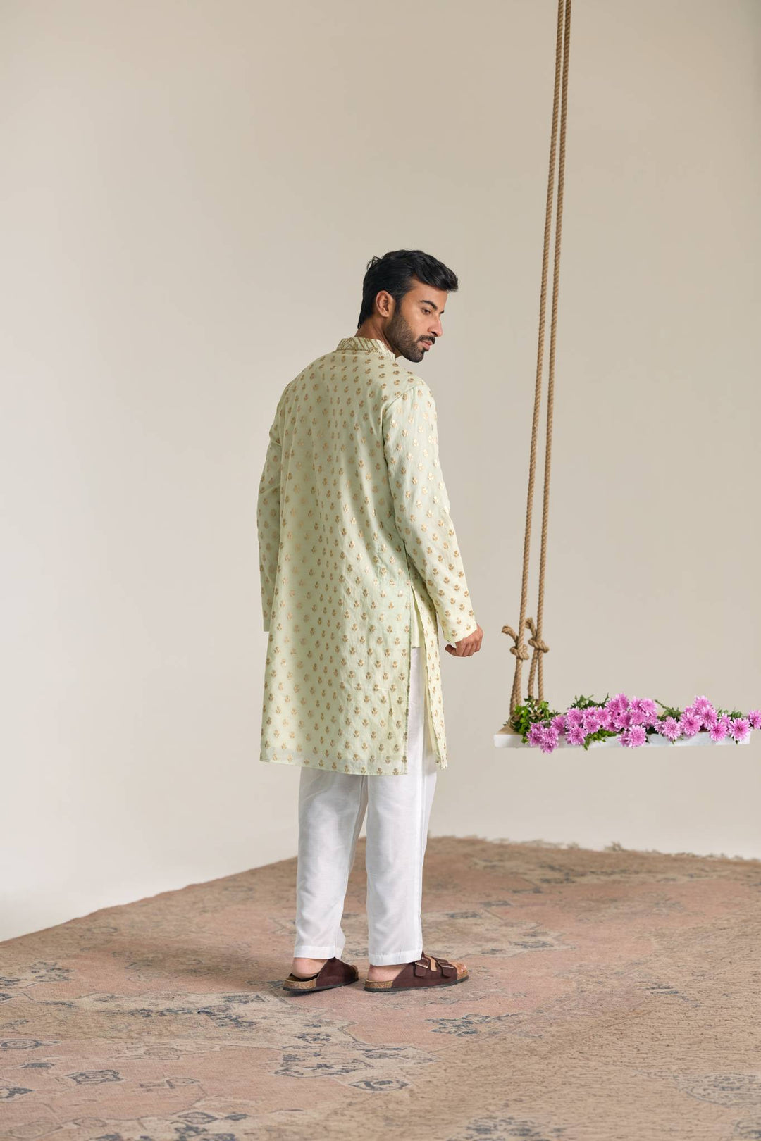 Mint Buta Brocade Embroidered Kurta
