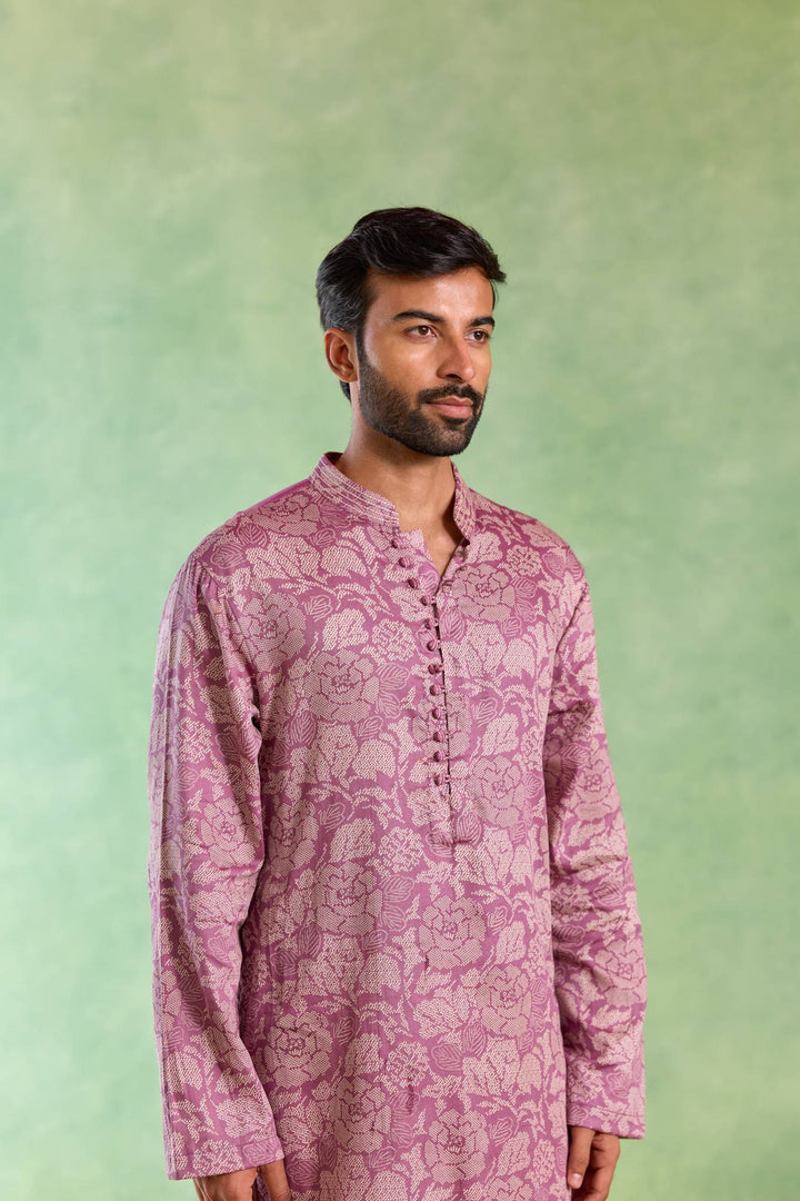 Mauve Orchid Embroidered Kurta with Narrow Pants