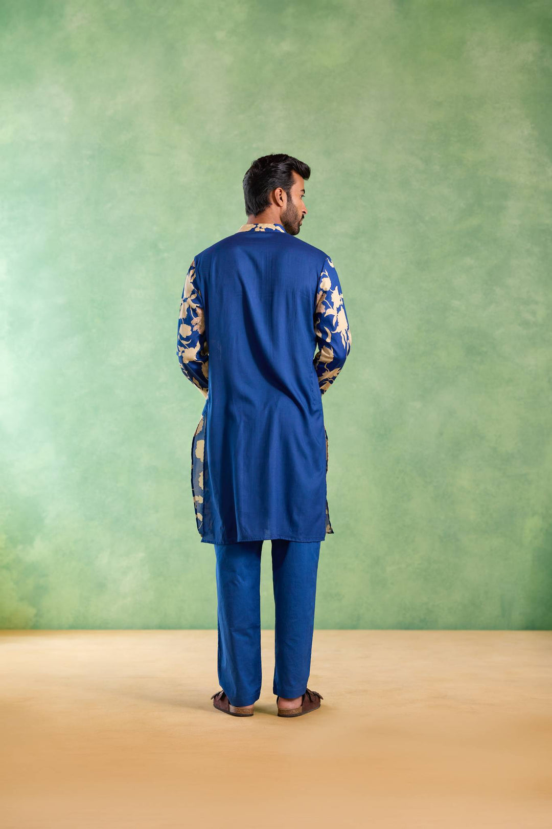 Blue Bloom Floral Jaal Kurta with Narrow Pants
