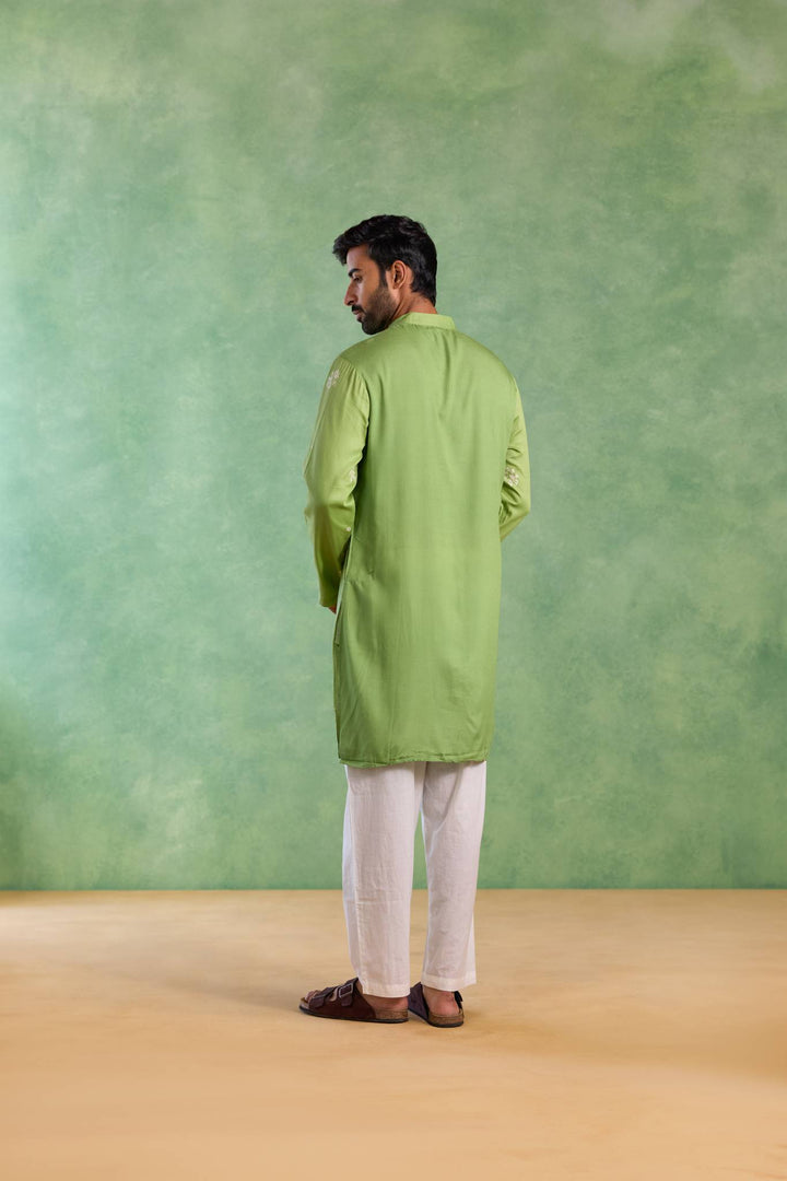 Sage Floral Buta Embroidered Kurta