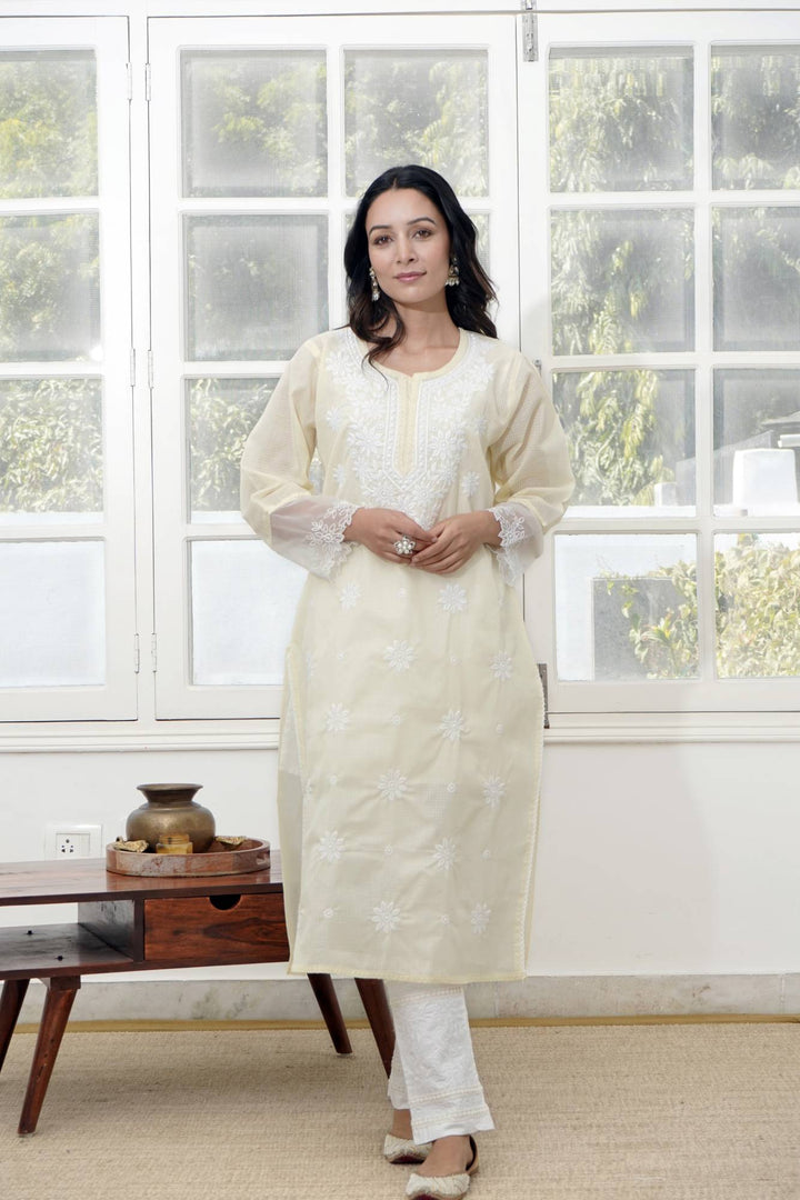 Sunbeam Chikankari Kurta Set with Narrow Pants Media 1 of 5