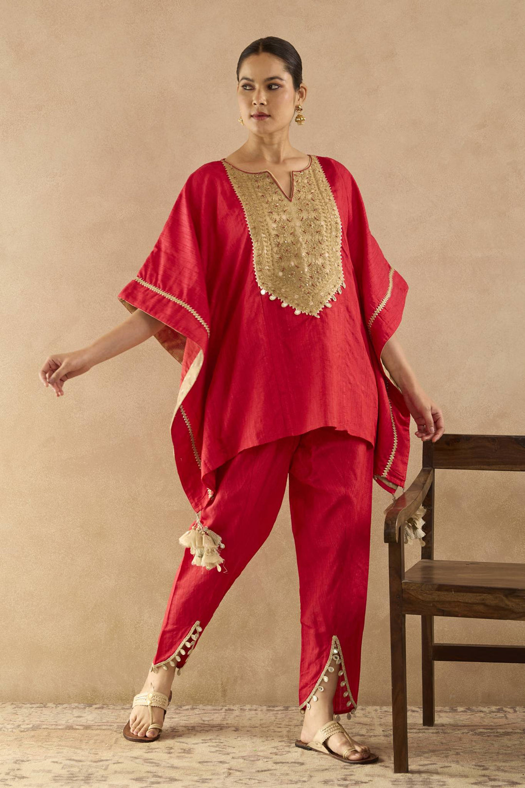 Red Lily Dori Kaftan with Tulip Pants - Set of 2