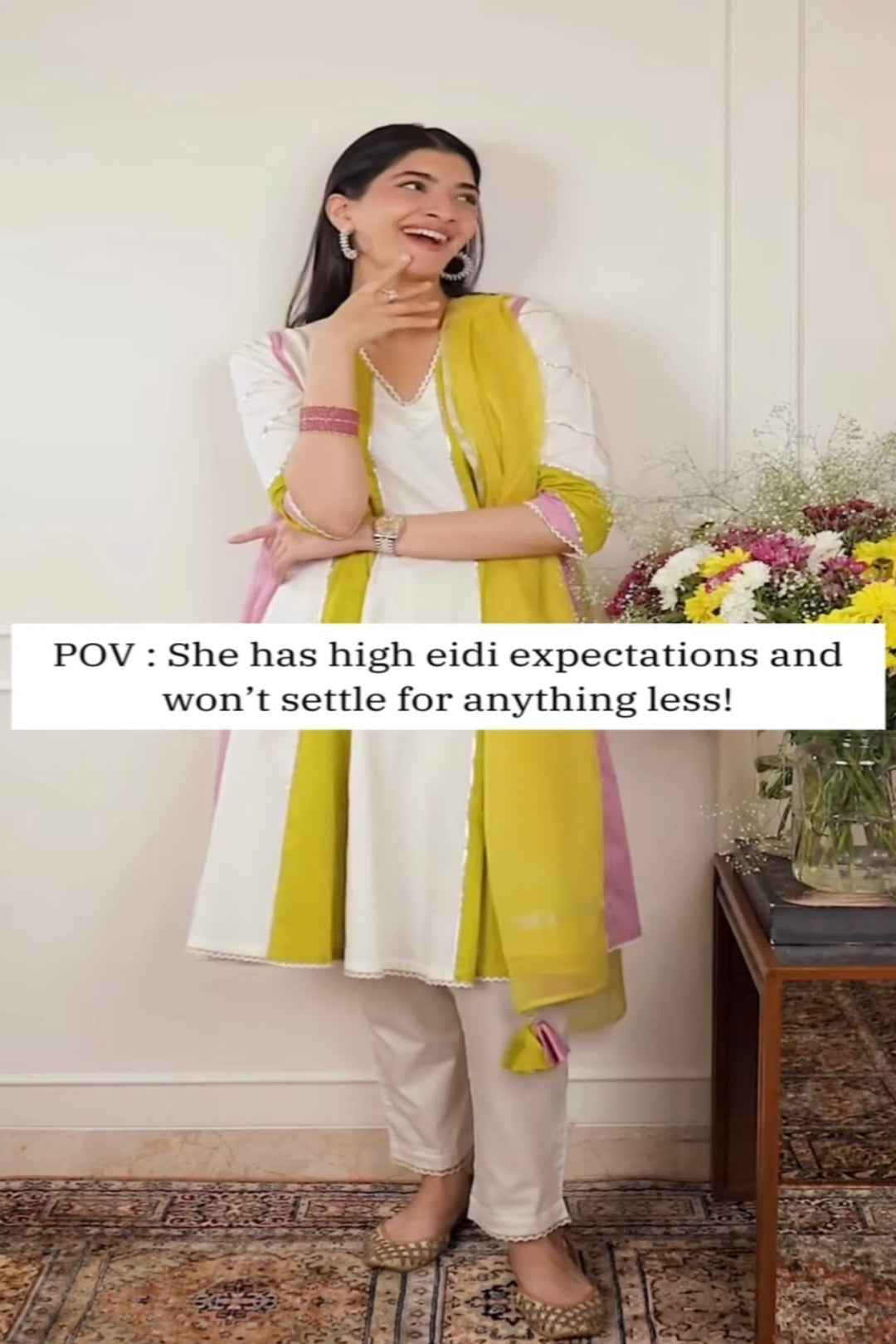 Orchid Olive Anarkali with Narrow Pants - Hanna Khan