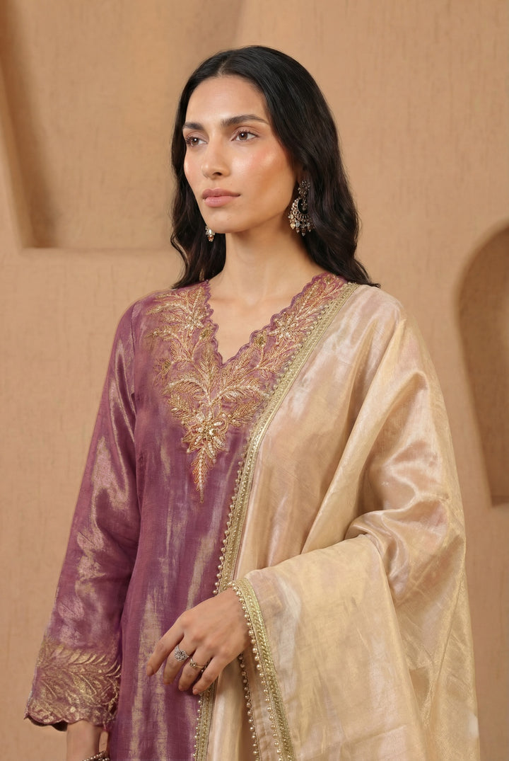 Purple Gold Zari Dupatta