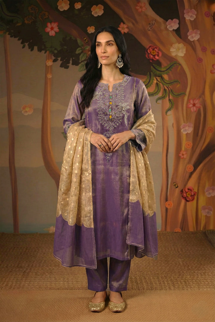 Purple Gold Zari Dupattta