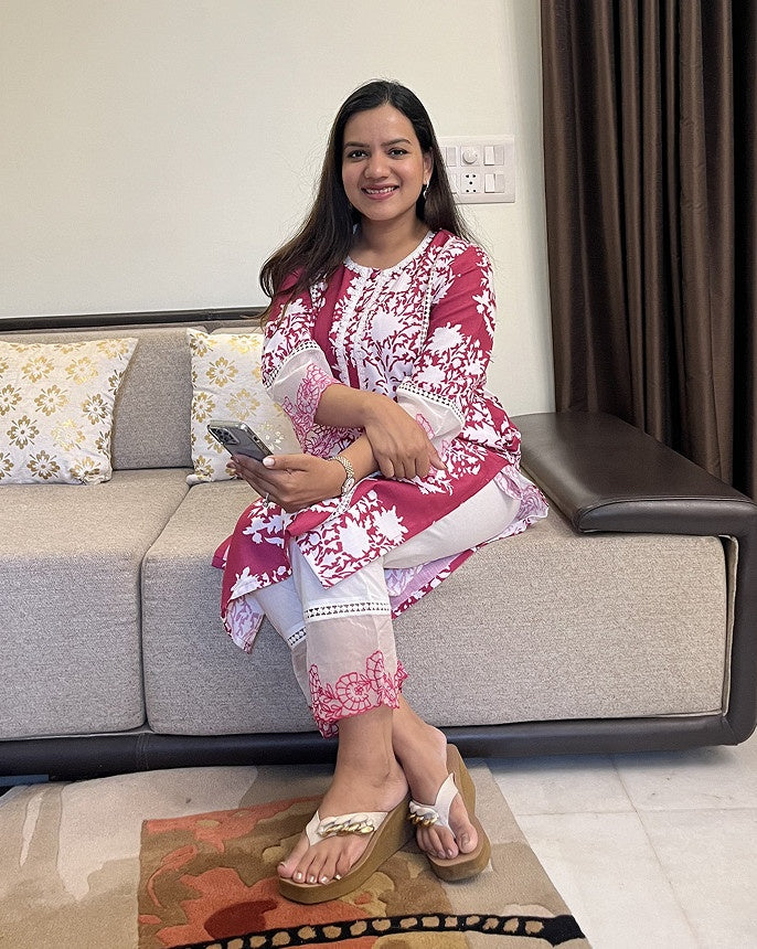 Cranberry Floral Kurta