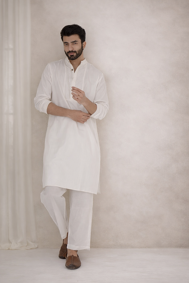 Ivory Pintuck Kurta Set