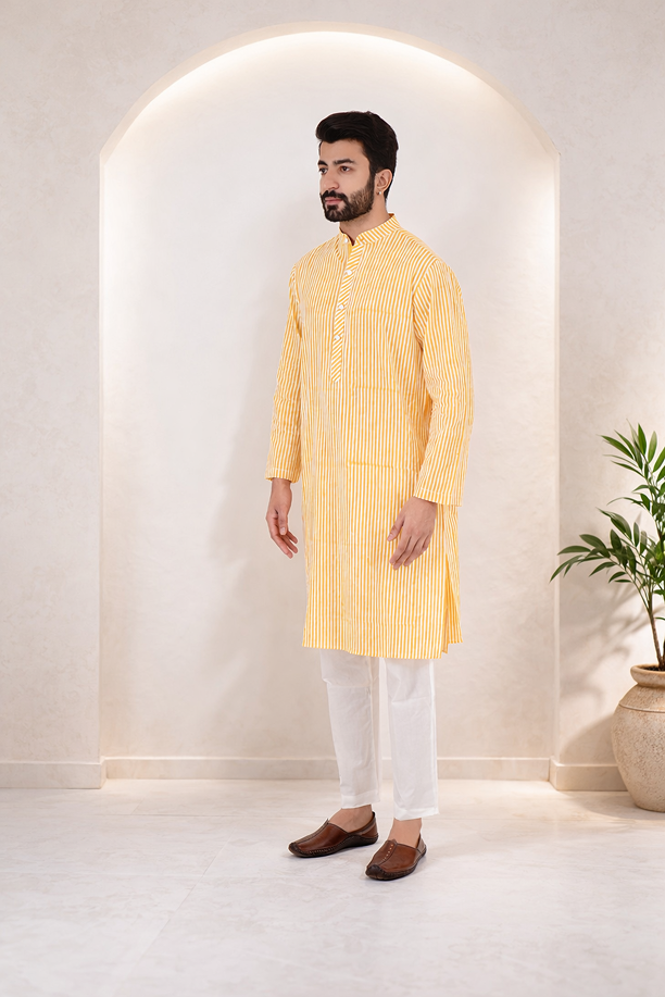 Yellow Stripe Kurta