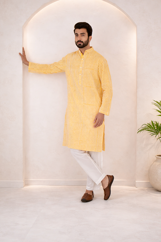 Yellow Stripe Kurta