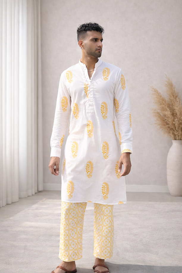 Sunflower Buta Kurta with Narrow Pants