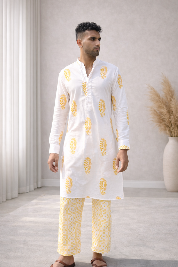 Sunflower Buta Kurta with Narrow Pants