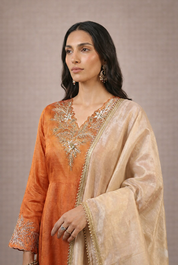 Amber Dori Zari Tissue Kurta with Narrow Pants and Dupatta - Set of 3