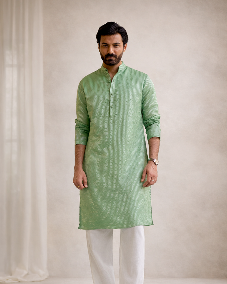Mint Meadow Tissue Kurta