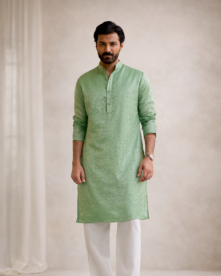 Mint Meadow Tissue Kurta