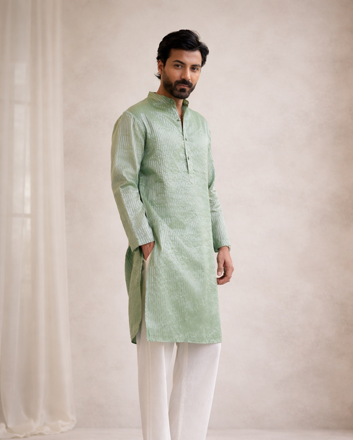 Mint Meadow Tissue Kurta