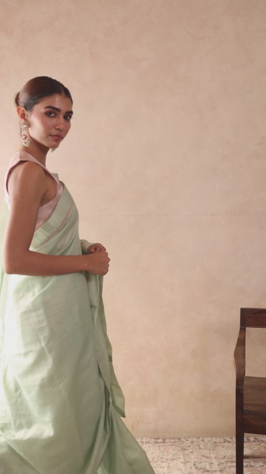 Old Mint Chanderi Stripe Saree