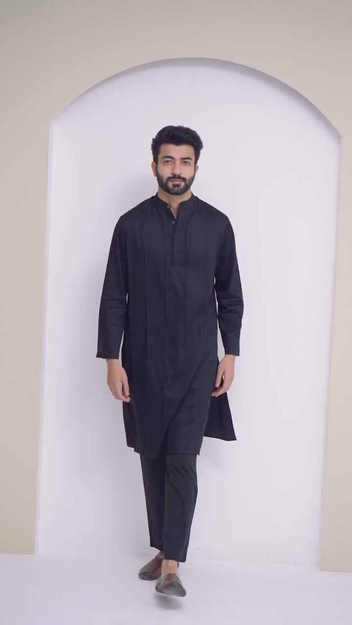 Black Full Sleeve Kurta - Nero India